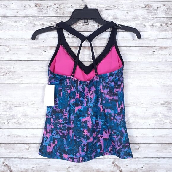 Nike Tankini Swim Top S Padded Cups Racer Back 257 - Picture 3 of 4